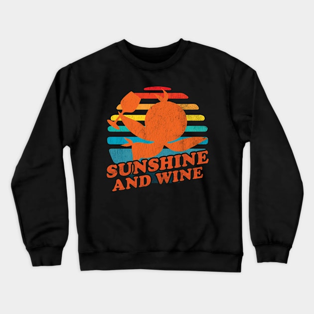 The Orange Bird Sunshine and Wine Orlando Florida Retro Distressed Look Crewneck Sweatshirt by Joaddo